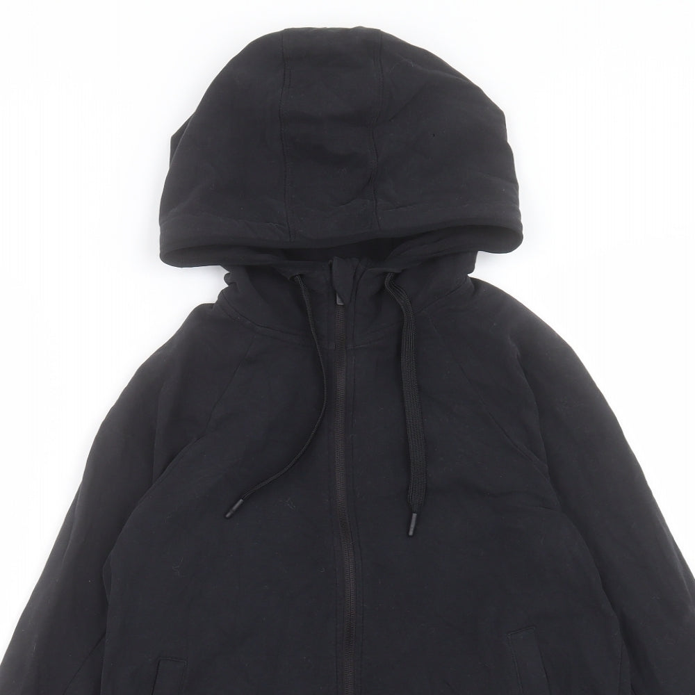 Marks and Spencer Womens Black Cotton Full Zip Hoodie Size 8 Zip