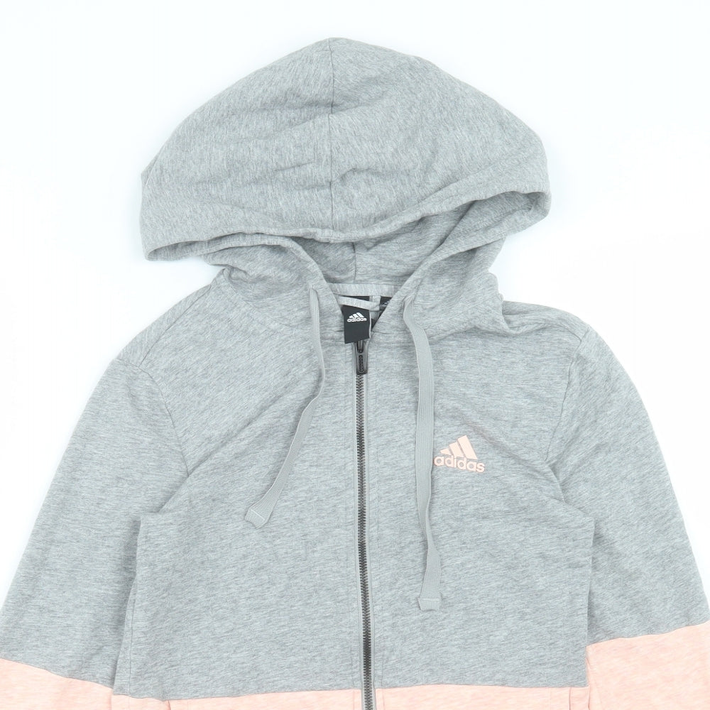 adidas Womens Pink Polyester Full Zip Hoodie Size XS Zip - Size 4-6
