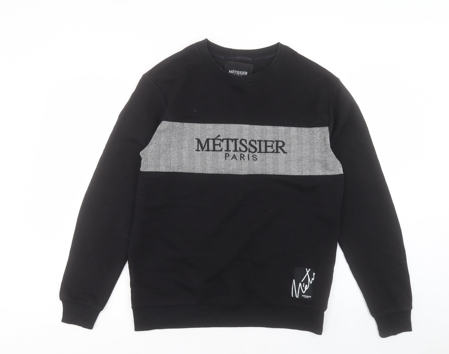 Metissier Mens Black Cotton Pullover Sweatshirt Size M - Metissier Paris