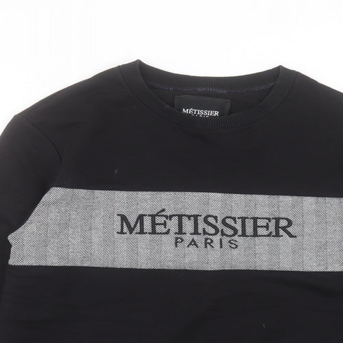 Metissier Mens Black Cotton Pullover Sweatshirt Size M - Metissier Paris