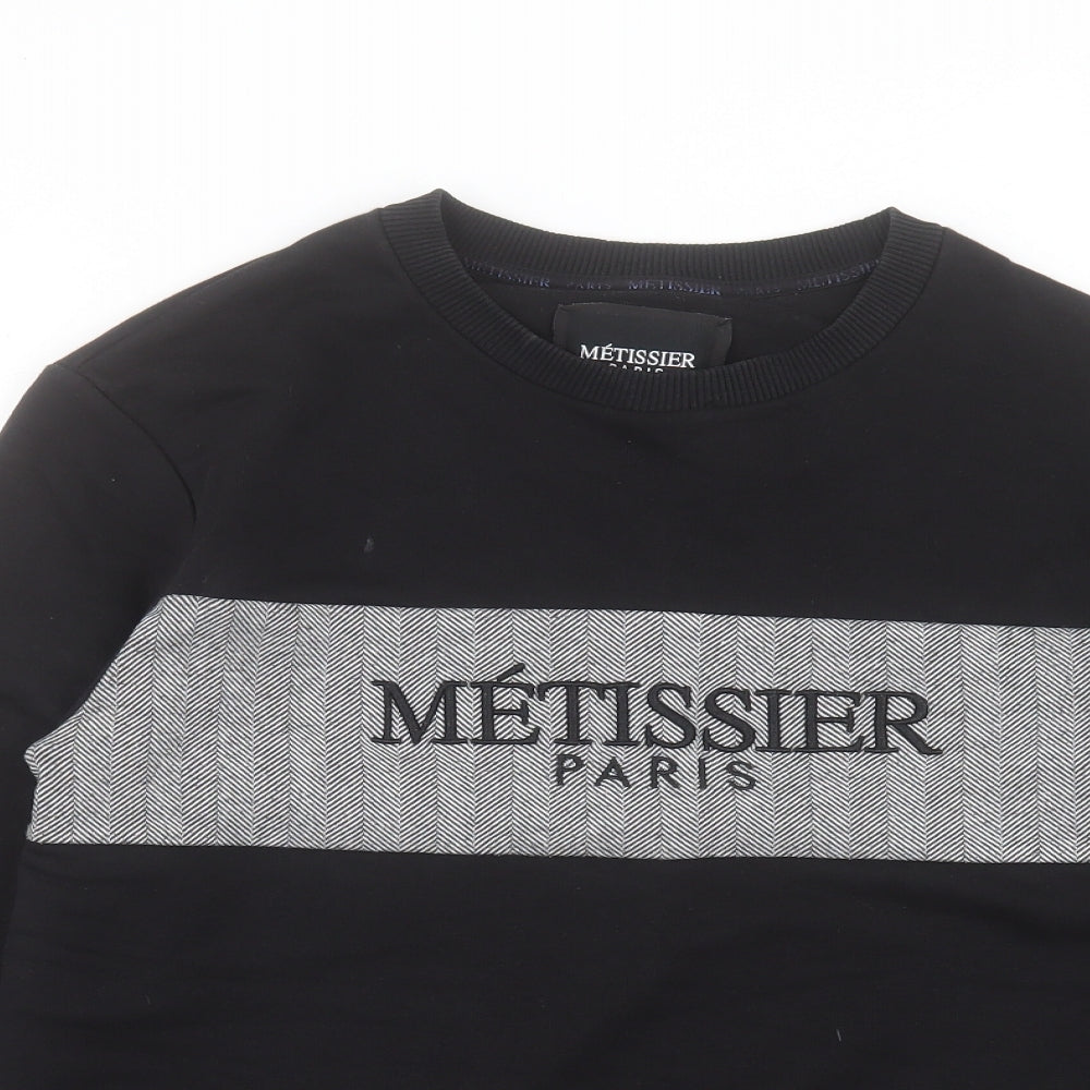 Metissier Mens Black Cotton Pullover Sweatshirt Size M - Metissier Paris