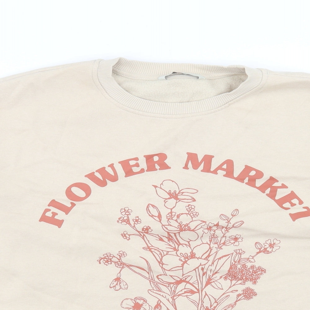 George Womens Beige Cotton Pullover Sweatshirt Size S Pullover - Size 8-10