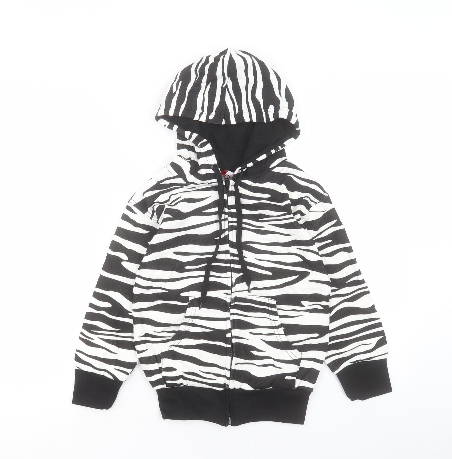 Bubble Girls White Animal Print Cotton Full Zip Hoodie Size 6 Years Zip - Zebra Print
