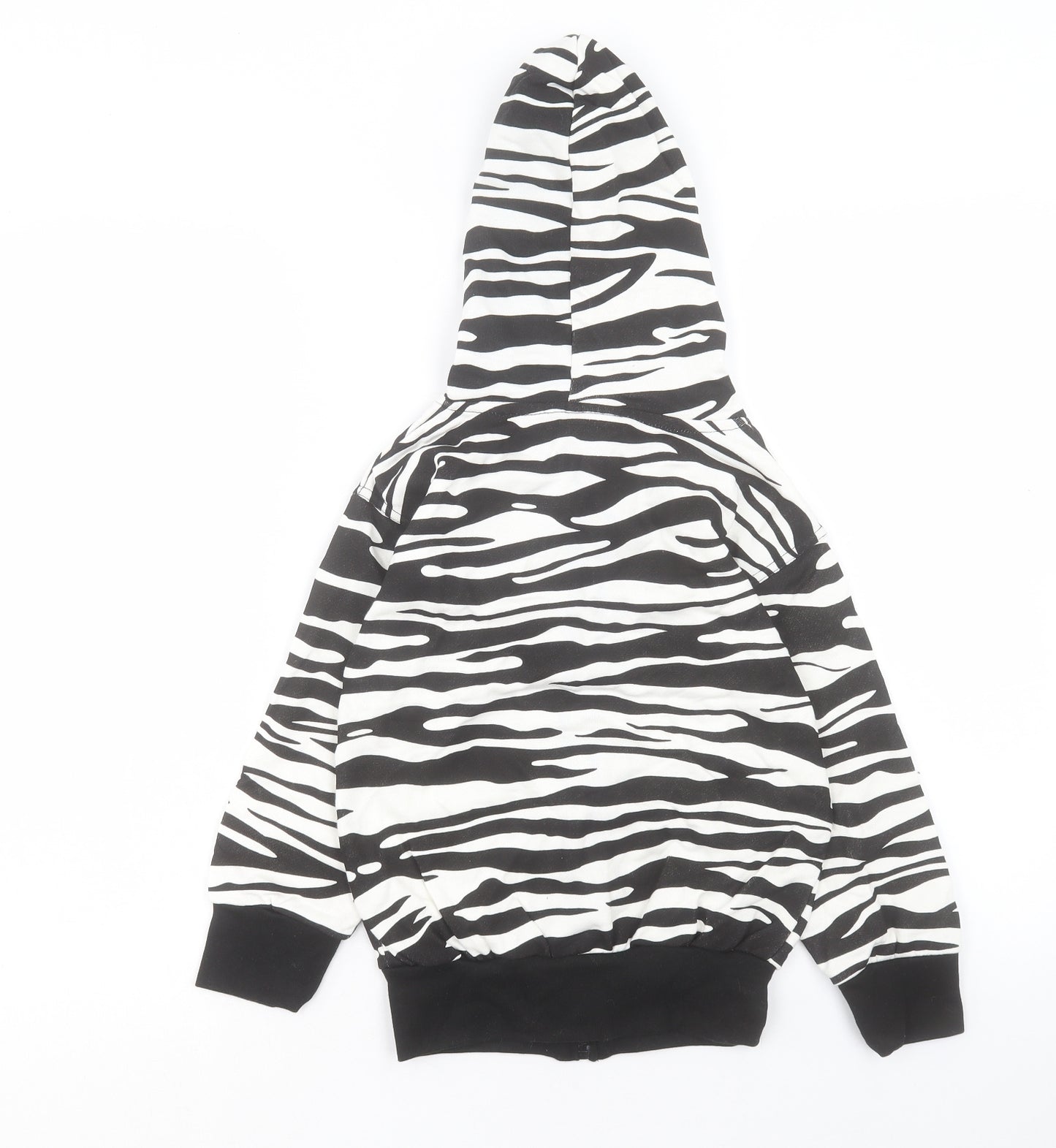 Bubble Girls White Animal Print Cotton Full Zip Hoodie Size 6 Years Zip - Zebra Print