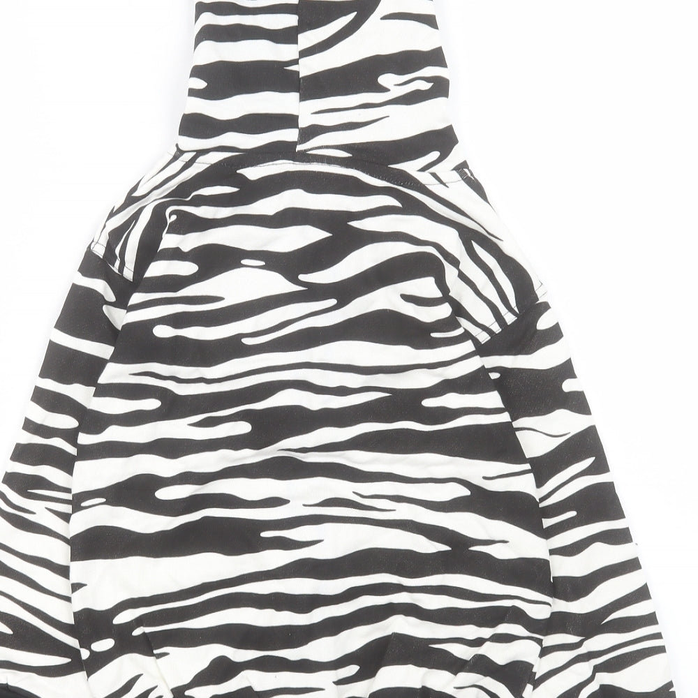 Bubble Girls White Animal Print Cotton Full Zip Hoodie Size 6 Years Zip - Zebra Print