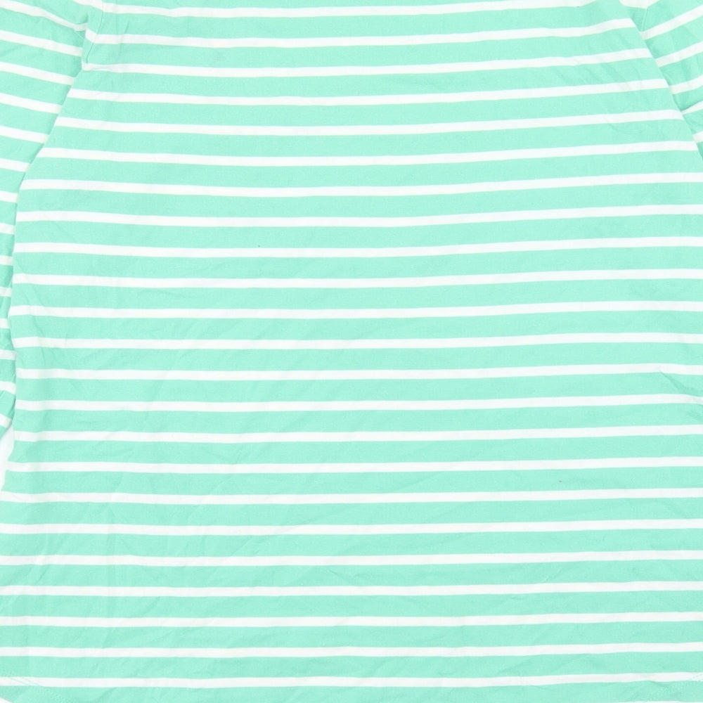 Boden Womens Green Striped Cotton Basic T-Shirt Size 10 Crew Neck - Pocket Detail