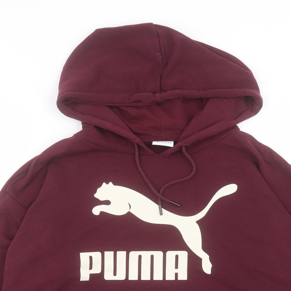 PUMA Womens Purple Cotton Pullover Hoodie Size S Pullover