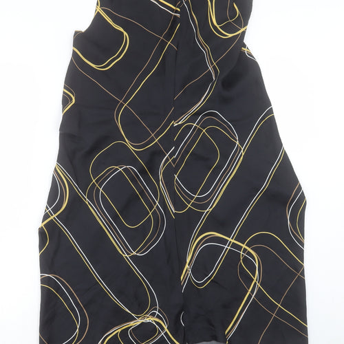 BR Womens Black Geometric Silk A-Line Size 6 V-Neck Pullover