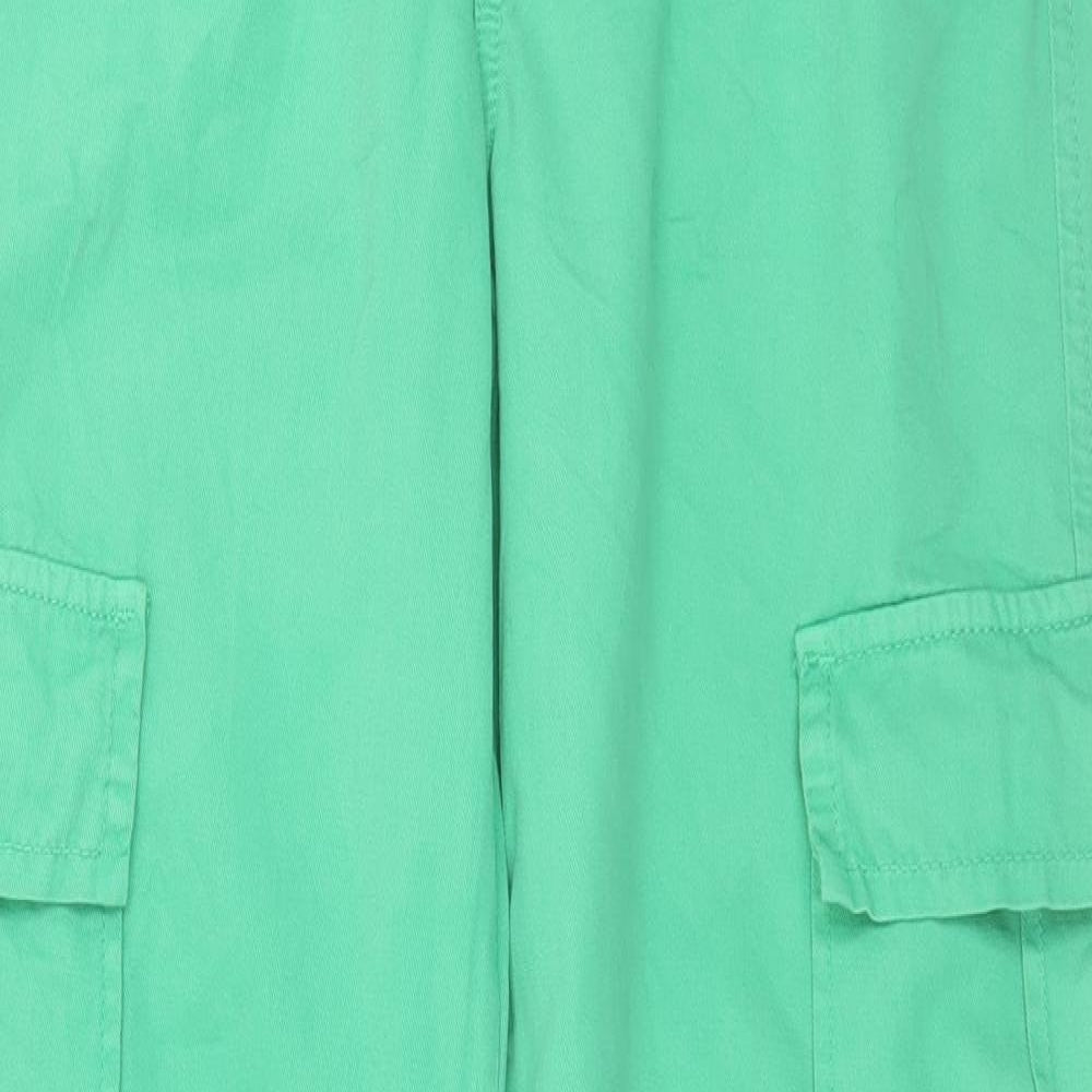 Stradivarius Womens Green Cotton Cargo Trousers Size 10 L32 in Regular Button