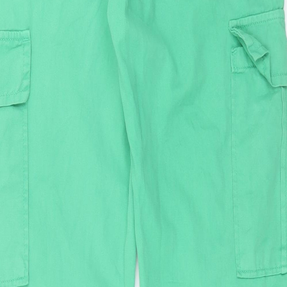 Stradivarius Womens Green Cotton Cargo Trousers Size 10 L32 in Regular Button