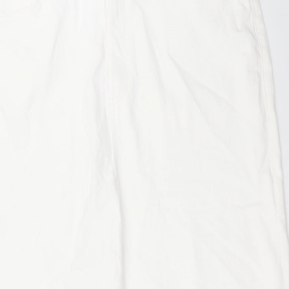 Marks and Spencer Womens White Cotton Wide-Leg Jeans Size 20 L24 in Regular Button