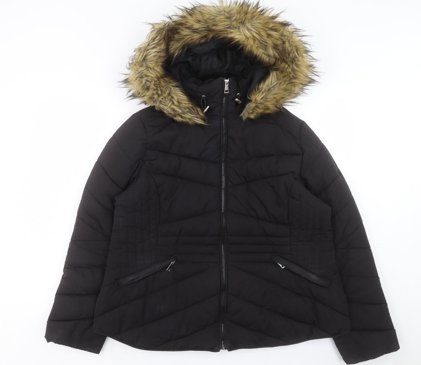 George Womens Black Parka Coat Size 20 Zip