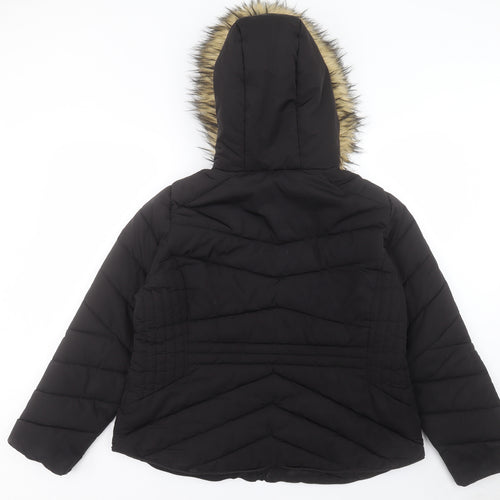 George Womens Black Parka Coat Size 20 Zip