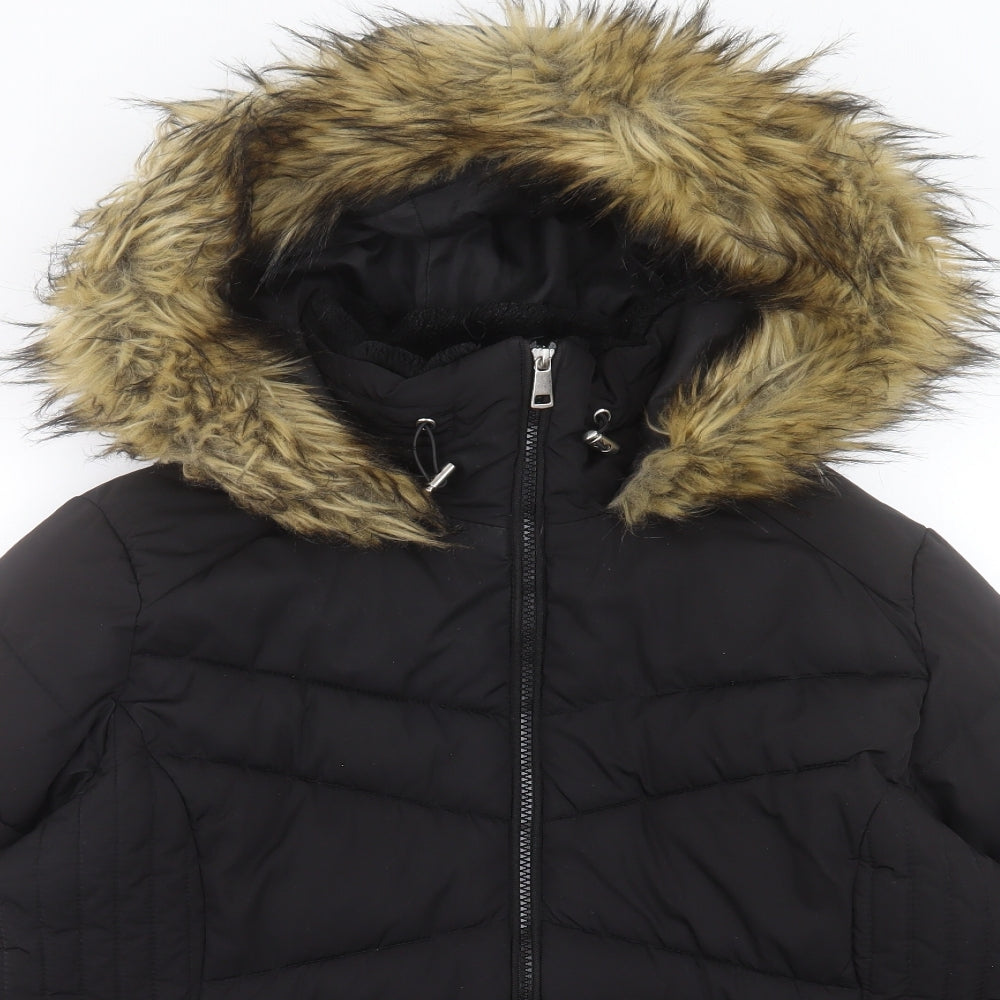 George Womens Black Parka Coat Size 20 Zip