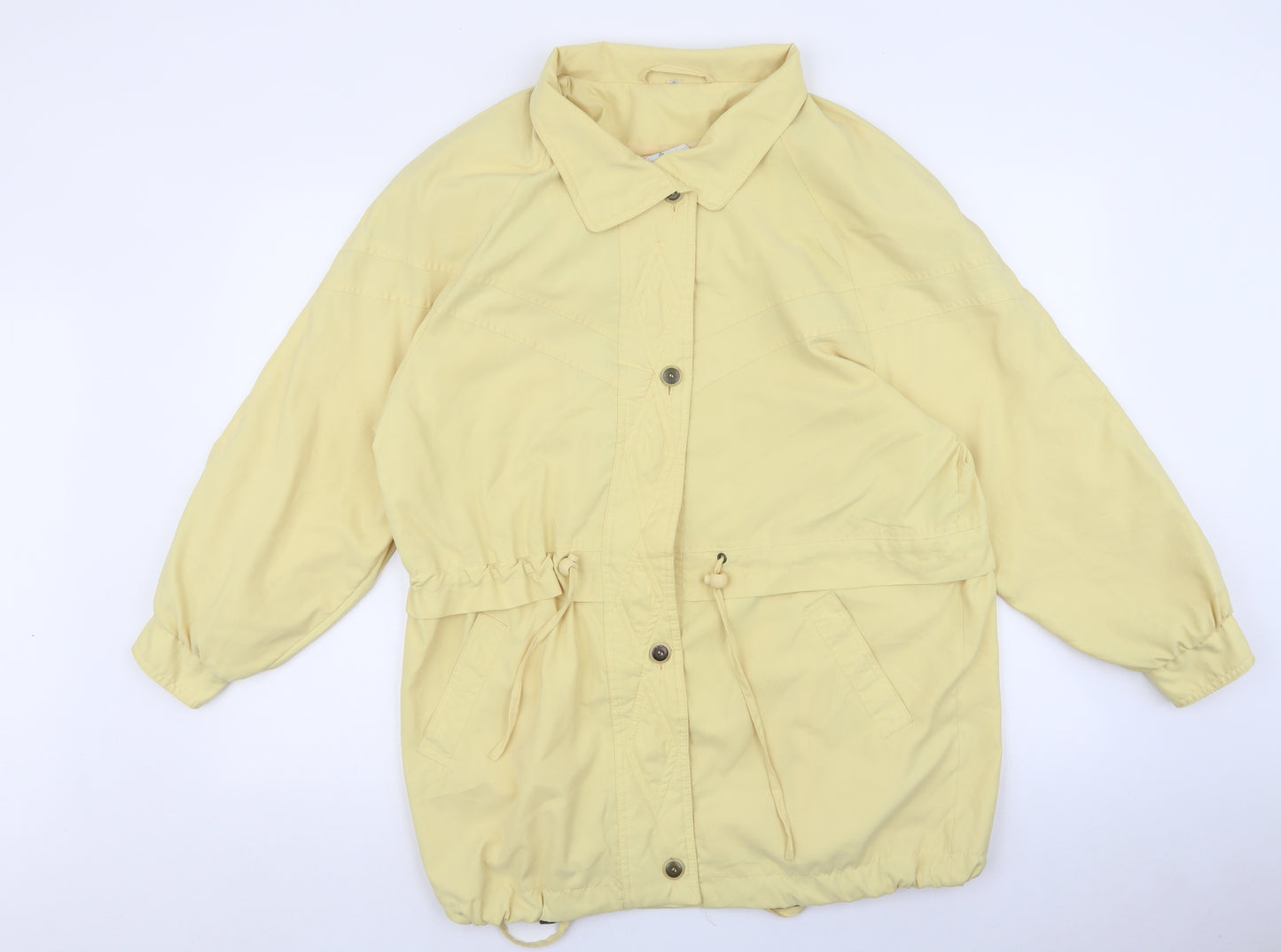 Klass Womens Yellow Trench Coat Coatigan Size S Button - Adjustable Waist