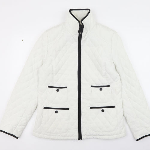 Gallery Womens White Quilted Coat Size M Zip