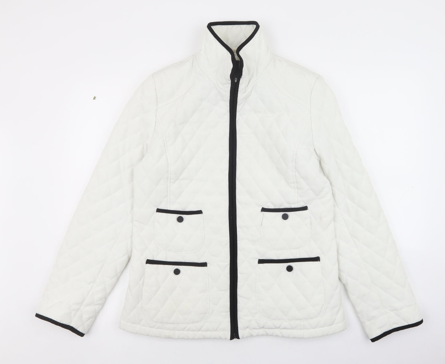 Gallery Womens White Quilted Coat Size M Zip