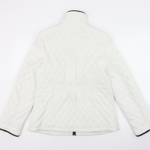 Gallery Womens White Quilted Coat Size M Zip
