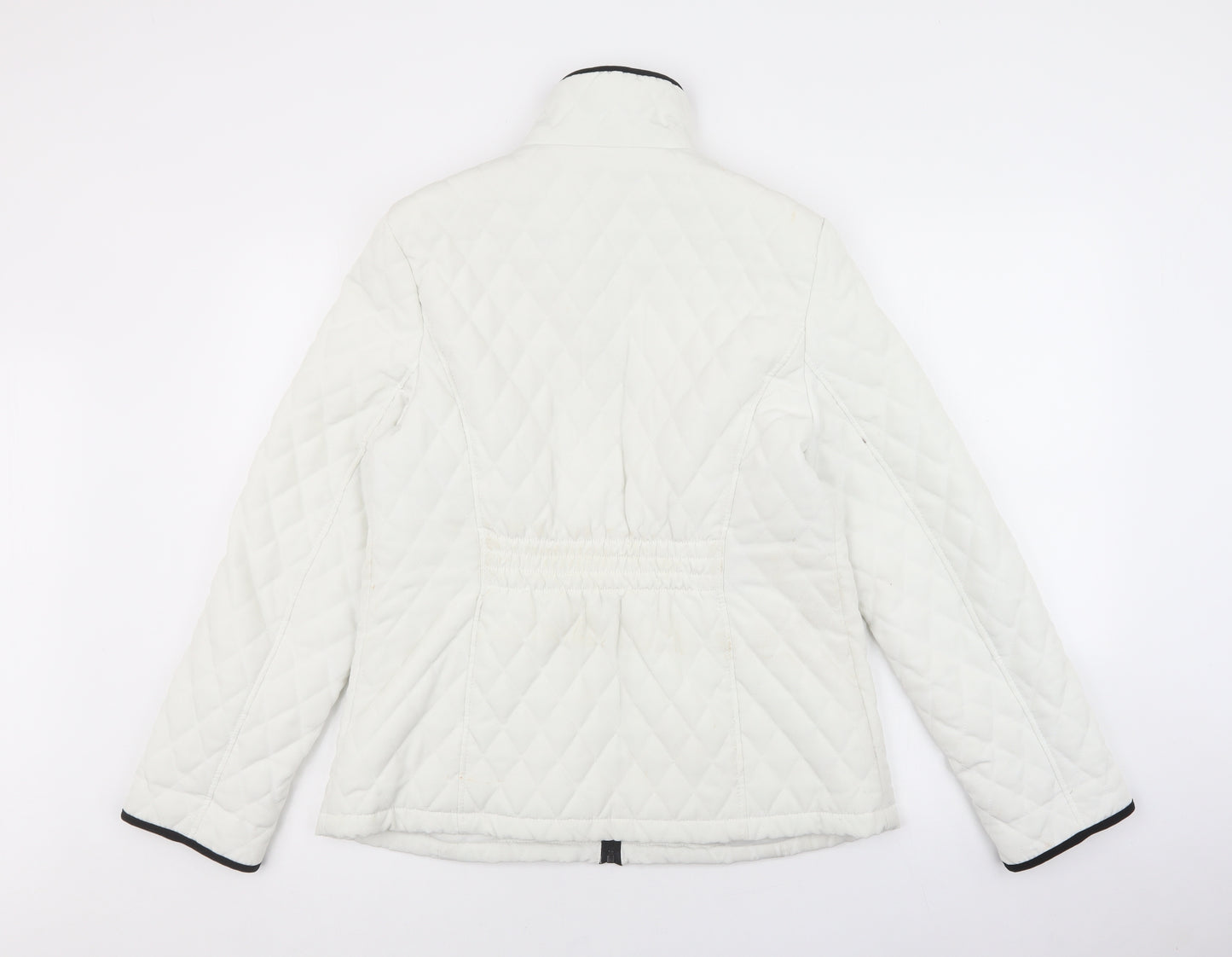 Gallery Womens White Quilted Coat Size M Zip