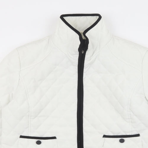 Gallery Womens White Quilted Coat Size M Zip
