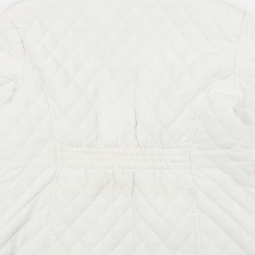 Gallery Womens White Quilted Coat Size M Zip