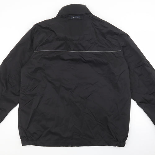 Nautica Mens Black Rain Coat Coat Size XL Zip - Built in Hood