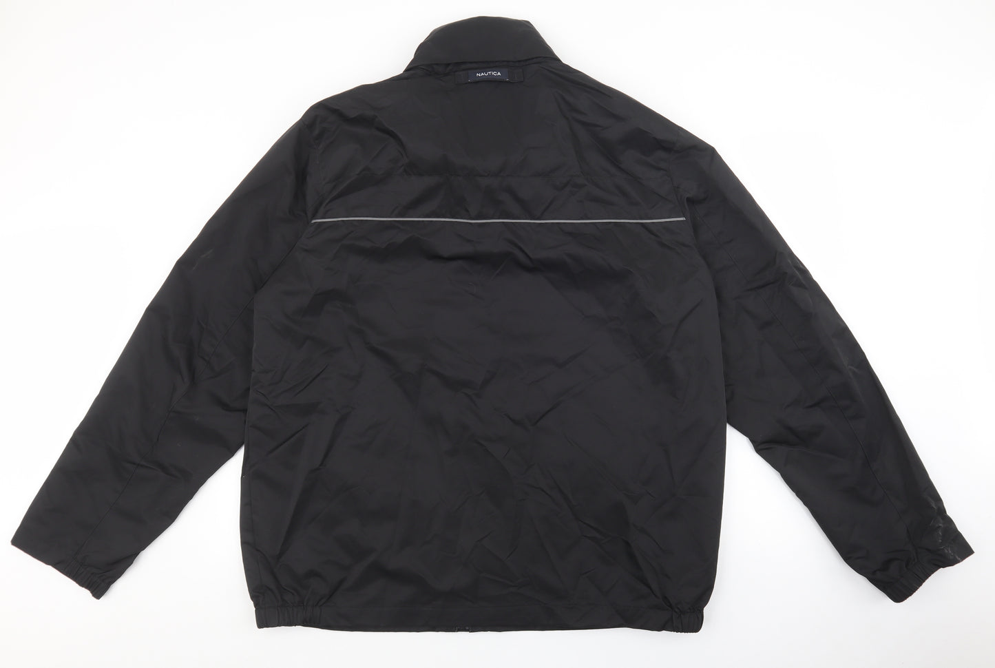 Nautica Mens Black Rain Coat Coat Size XL Zip - Built in Hood