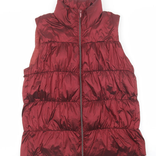 Coercion Womens Red Puffer Jacket Coat Size M Zip - Sleeveless/Bodywarmer