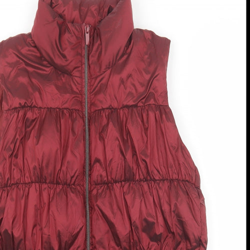 Coercion Womens Red Puffer Jacket Coat Size M Zip - Sleeveless/Bodywarmer