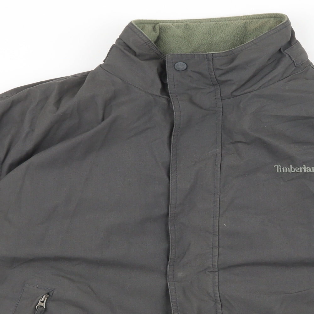 Timberland Mens Grey Rain Coat Coat Size XL Snap