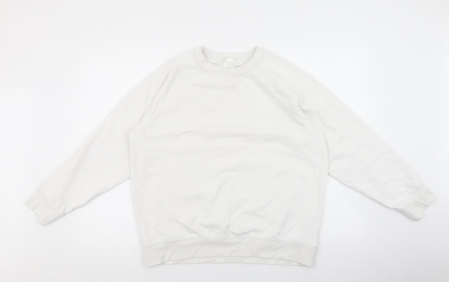 H&M Womens White Cotton Pullover Sweatshirt Size S Pullover