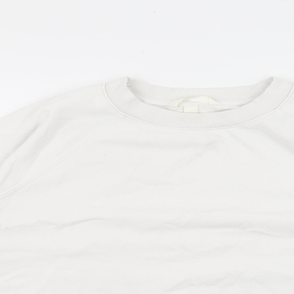 H&M Womens White Cotton Pullover Sweatshirt Size S Pullover