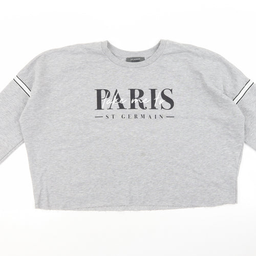 Primark Womens Grey Polyester Pullover Sweatshirt Size M - Paris, Glitter
