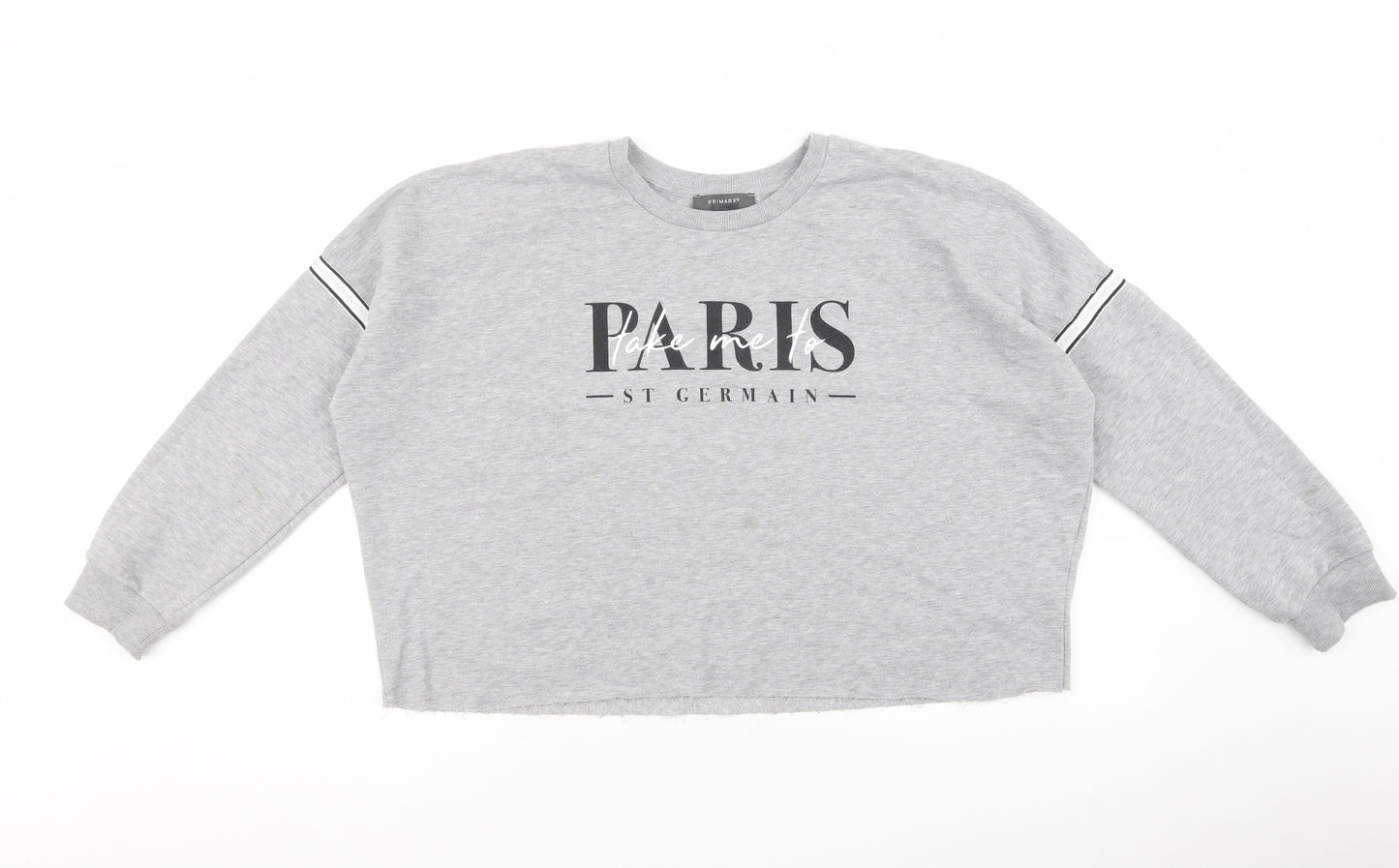 Primark Womens Grey Polyester Pullover Sweatshirt Size M - Paris, Glitter