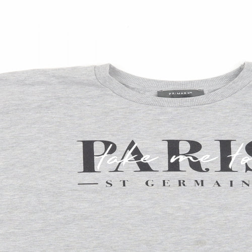 Primark Womens Grey Polyester Pullover Sweatshirt Size M - Paris, Glitter