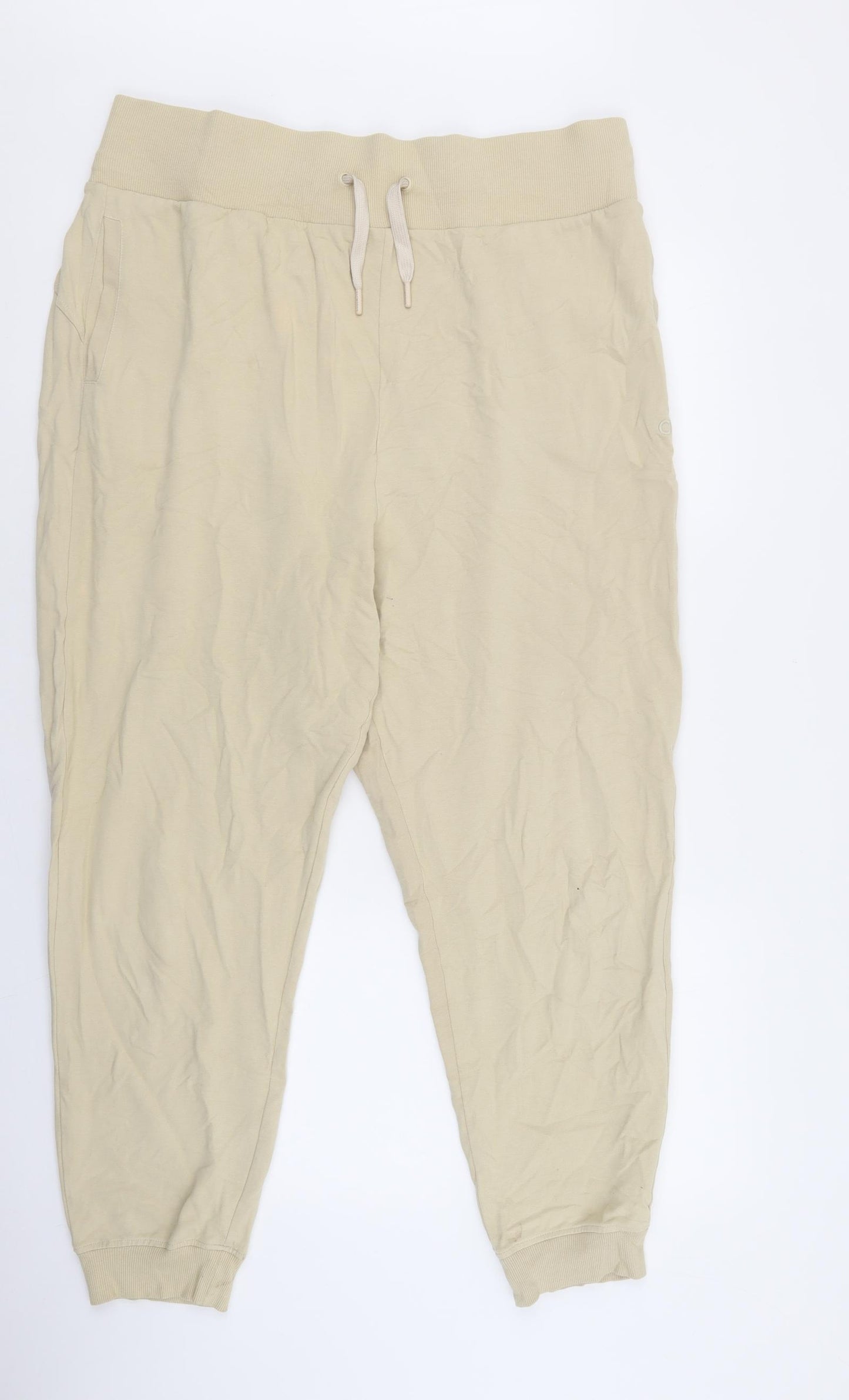 Marks and Spencer Womens Beige Cotton Jogger Leggings Size 18 L25.5 in - Stretch waistband