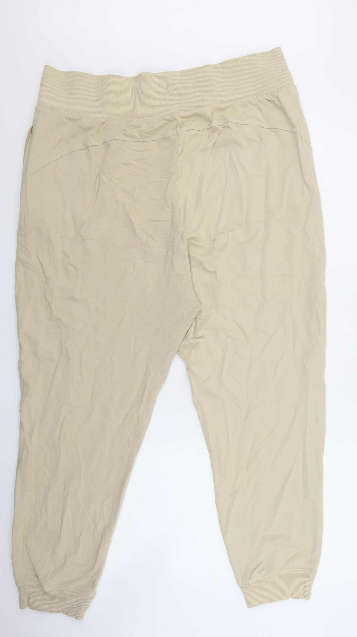 Marks and Spencer Womens Beige Cotton Jogger Leggings Size 18 L25.5 in - Stretch waistband