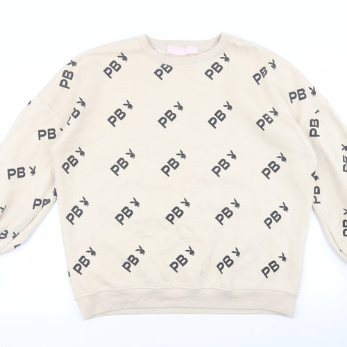 Missguided Womens Beige Polyester Pullover Sweatshirt Size 6 Pullover - Play boy. Balloon sleeves