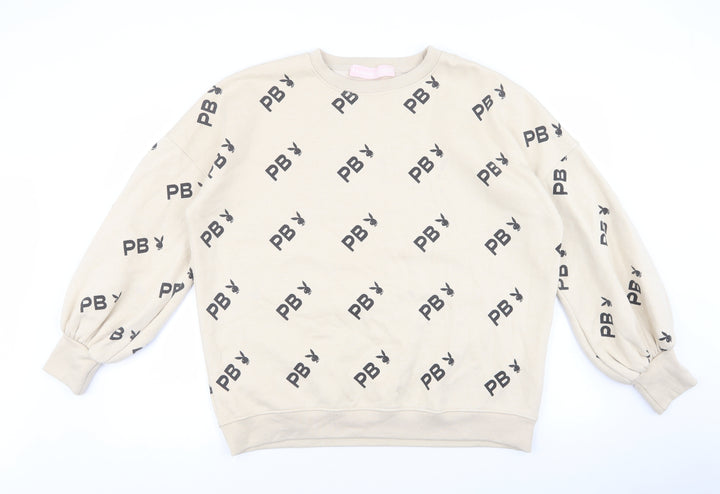 Missguided Womens Beige Polyester Pullover Sweatshirt Size 6 Pullover - Play boy. Balloon sleeves