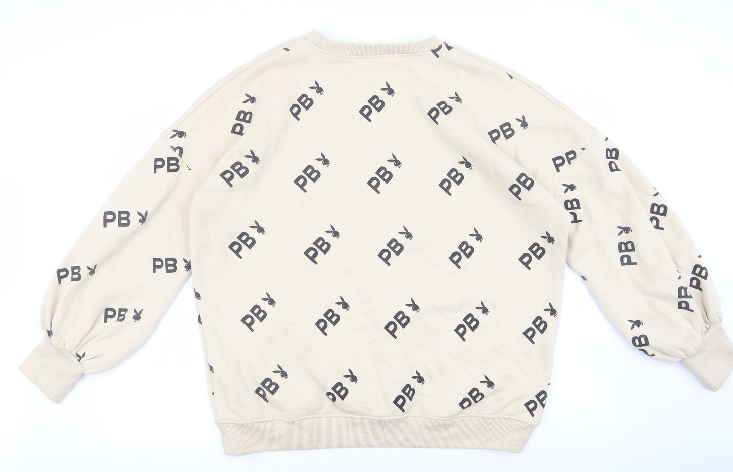 Missguided Womens Beige Polyester Pullover Sweatshirt Size 6 Pullover - Play boy. Balloon sleeves