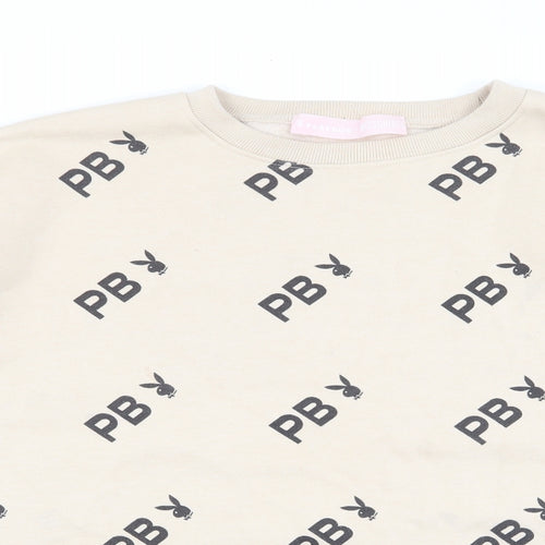 Missguided Womens Beige Polyester Pullover Sweatshirt Size 6 Pullover - Play boy. Balloon sleeves
