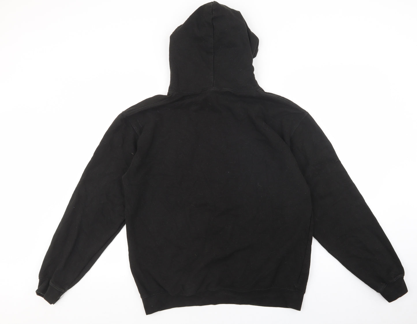 Justhoods Mens Black Cotton Pullover Hoodie Size L