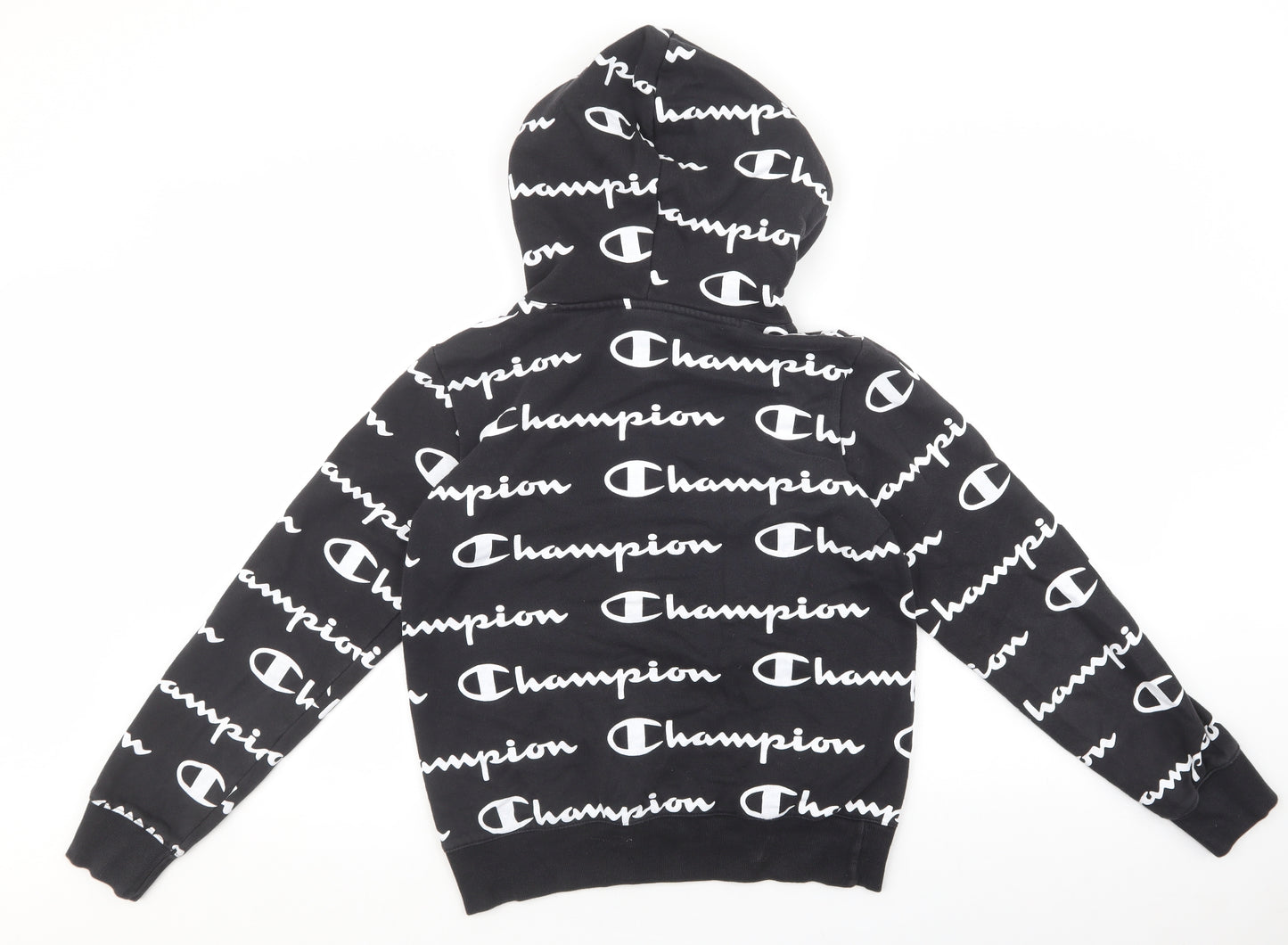 Champion Mens Black Cotton Pullover Hoodie Size M