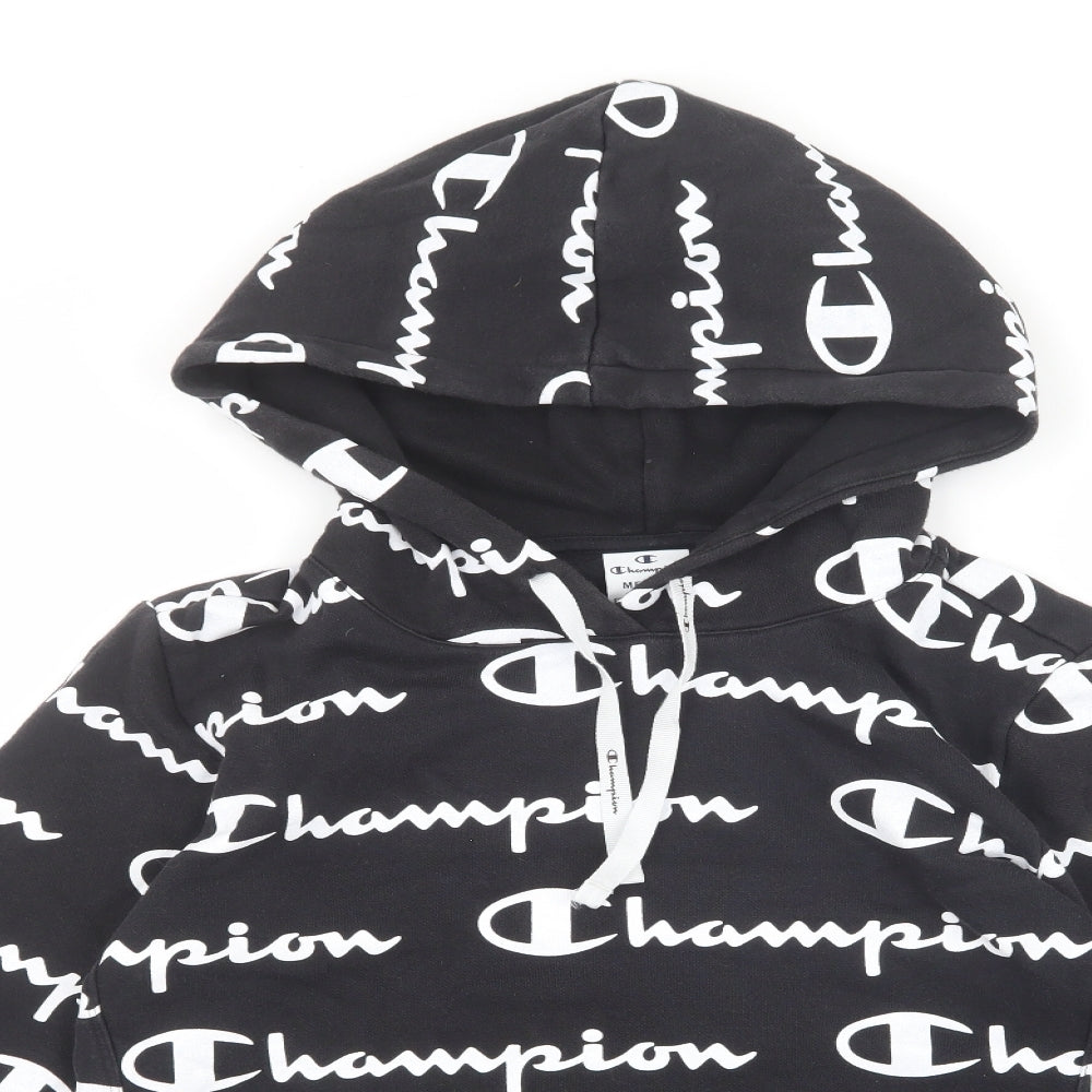 Champion Mens Black Cotton Pullover Hoodie Size M