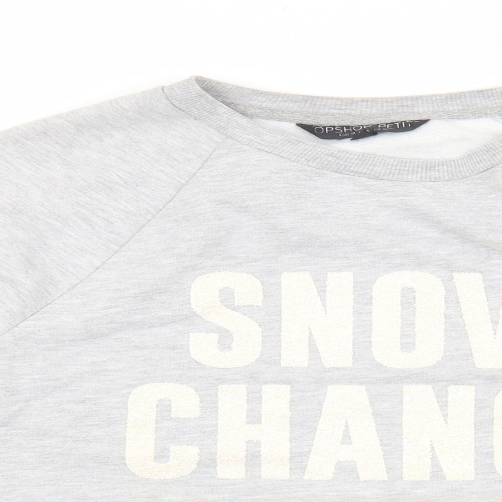Topshop Womens Grey Cotton Pullover Sweatshirt Size 10 - Snow Chance