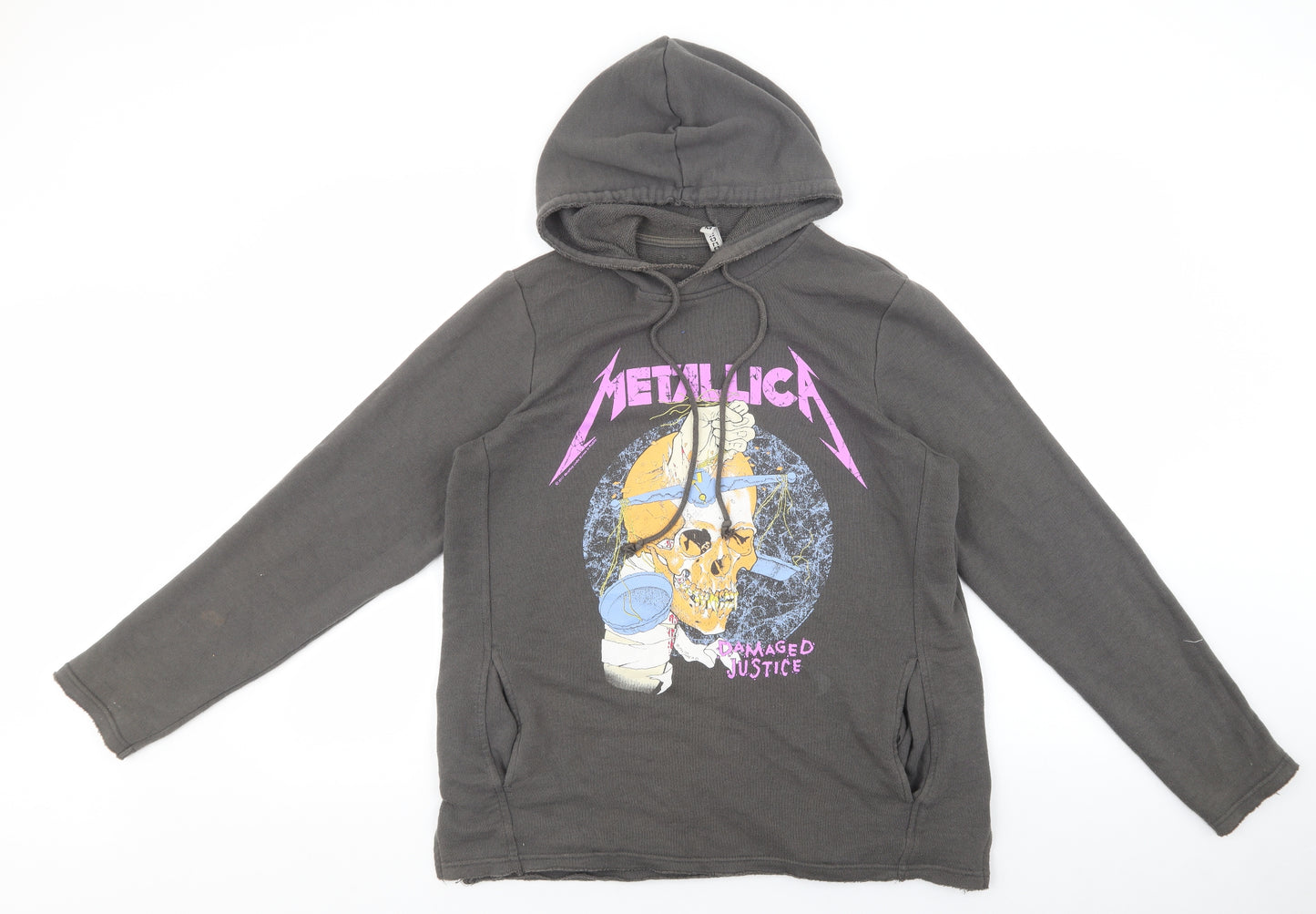 Divided by H&M Womens Grey Cotton Pullover Hoodie Size M Pullover - Metallica