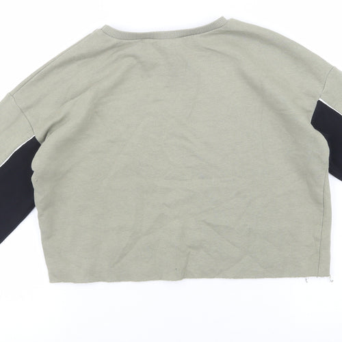 New Look Girls Green Cotton Pullover Sweatshirt Size 10-11 Years - Brooklyn Cropped Jumper