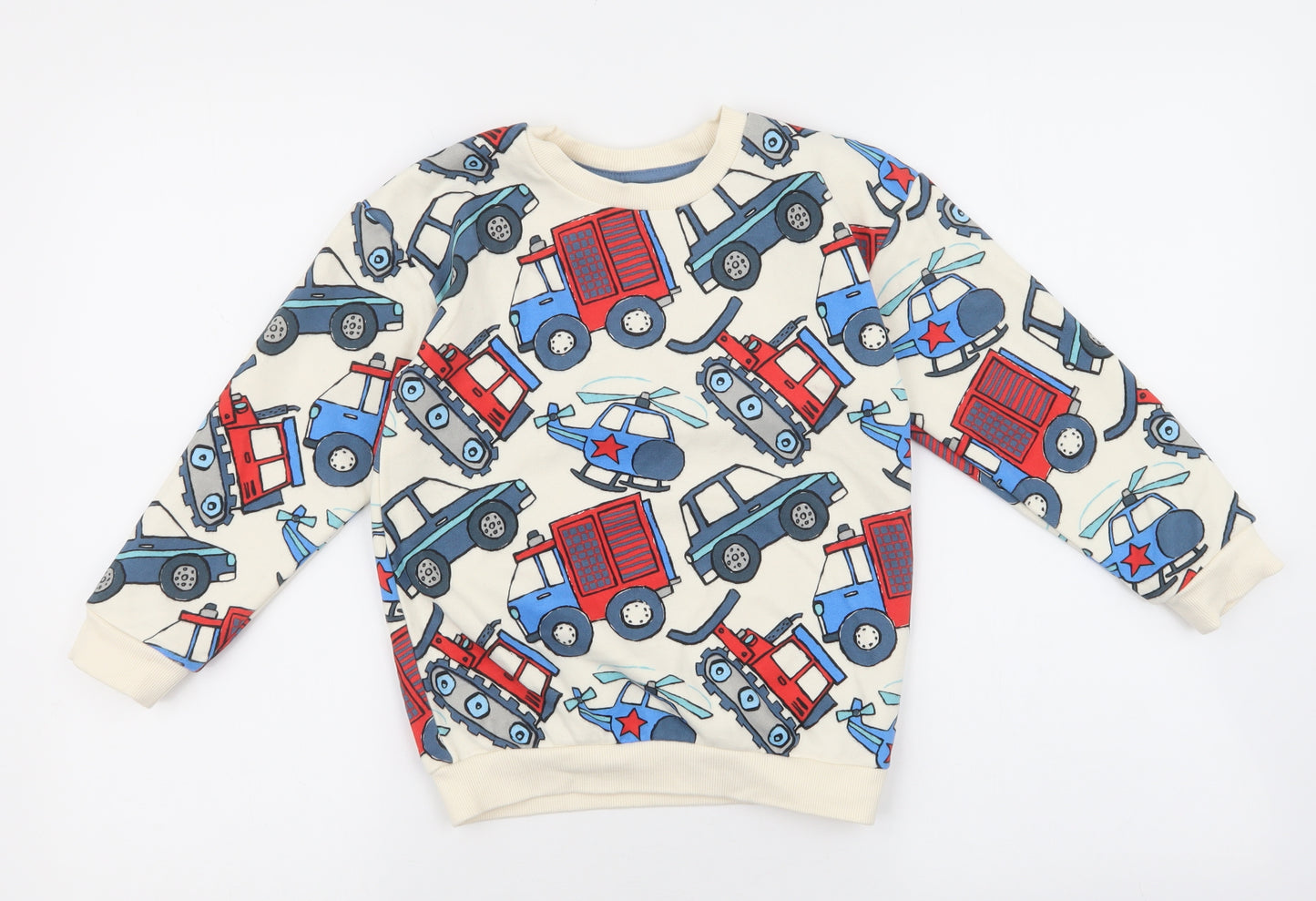 Nutmeg Boys Multicoloured Cotton Pullover Sweatshirt Size 6-7 Years - Cars, Trucks, Tractors
