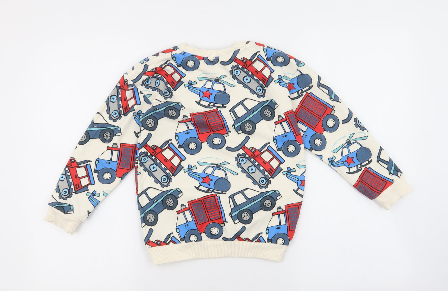 Nutmeg Boys Multicoloured Cotton Pullover Sweatshirt Size 6-7 Years - Cars, Trucks, Tractors