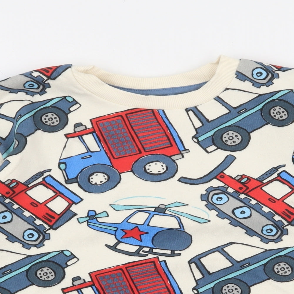 Nutmeg Boys Multicoloured Cotton Pullover Sweatshirt Size 6-7 Years - Cars, Trucks, Tractors